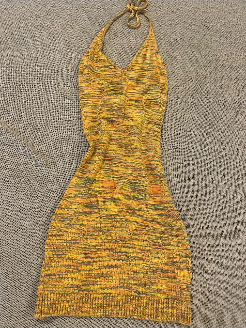 Yellow Multicolor Halter Knit Dress